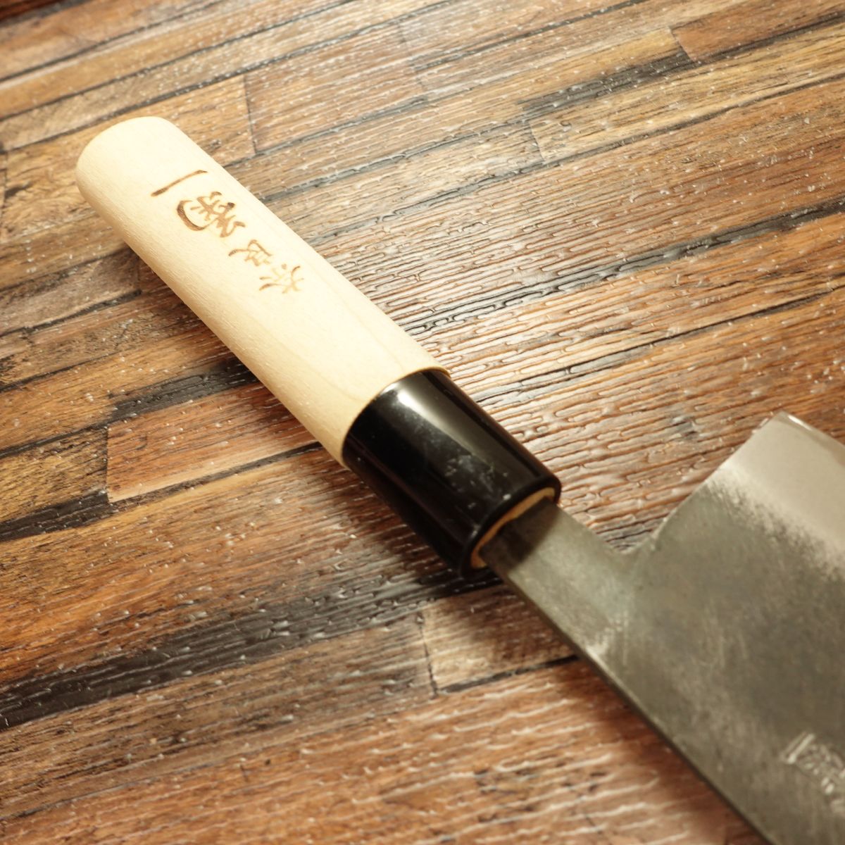 Kikuichi Nakiri Knife, Sharpened, Kurouchi Finish, Nara Kikuichi, Vegetable Knife, Unused Stored Item, 165mm