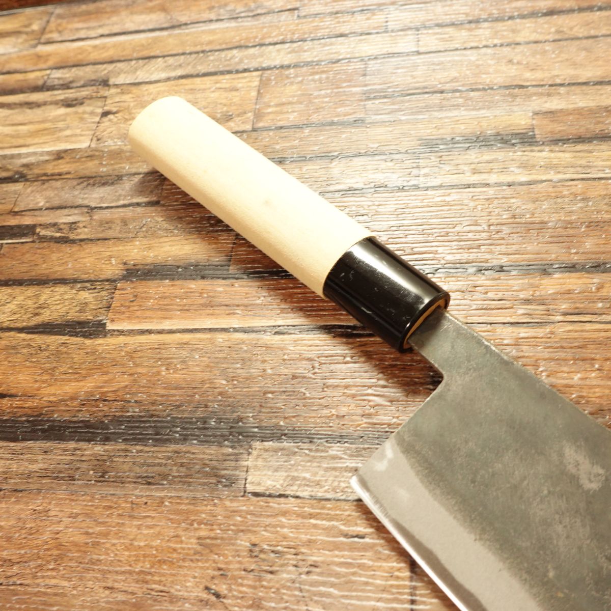 Kikuichi Nakiri Knife, Sharpened, Kurouchi Finish, Nara Kikuichi, Vegetable Knife, Unused Stored Item, 165mm