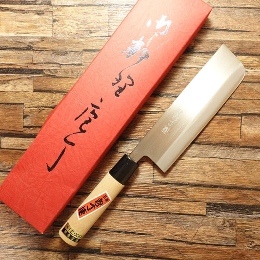 Hocho-ren Nakiri Knife, Sharpened, Sanjo Hocho-ren, Vegetable Knife, With Seals, Price Tag, Boxed, Unused, 160mm