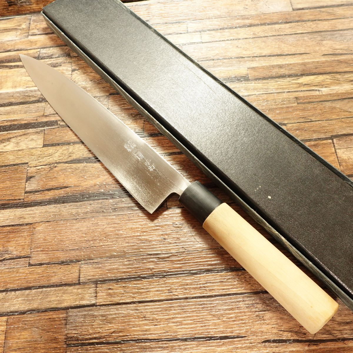Kazunori Mioroshi Knife, Sharpened, Slim Deba-Style, Single Bevel, Hand-Forged, Nearly Unused, Boxed, 240mm
