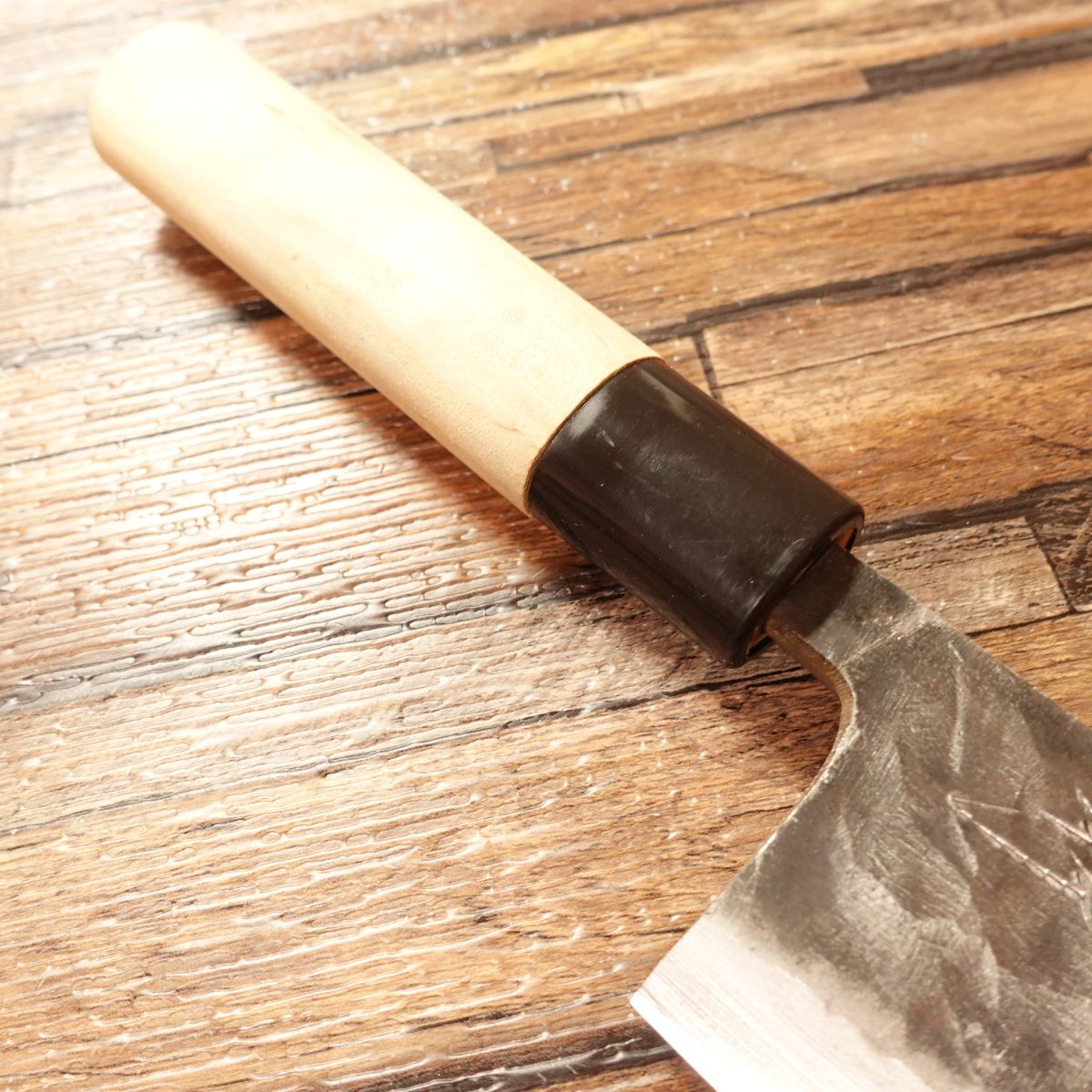 Mitake Deba Knife, Sharpened, Kurouchi, Hammered Pattern, Unused Stored Item, Boxed, 155mm