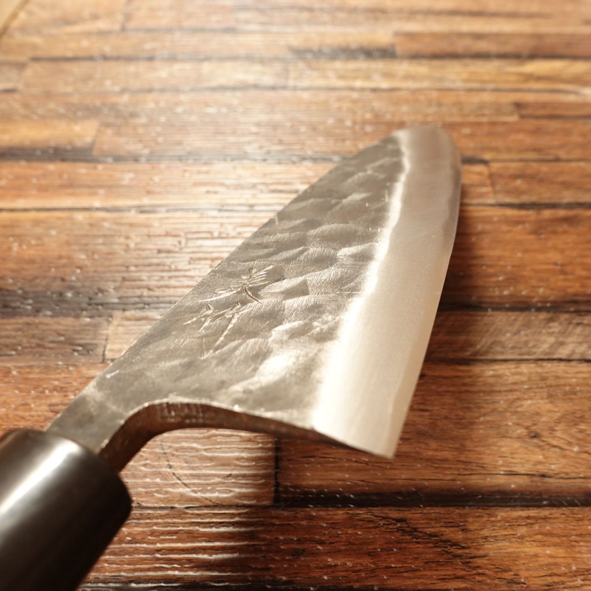 Mitake Deba Knife, Sharpened, Kurouchi, Hammered Pattern, Unused Stored Item, Boxed, 155mm