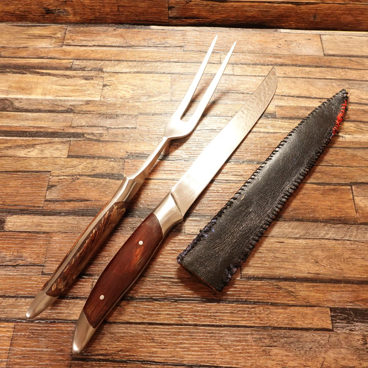 [HYPER REBORN] Carving Set, Sharpened, Steak Knife & Carving Fork, Stainless Steel, Mirror Finish, Two-Piece Set with Sheath, 205mm