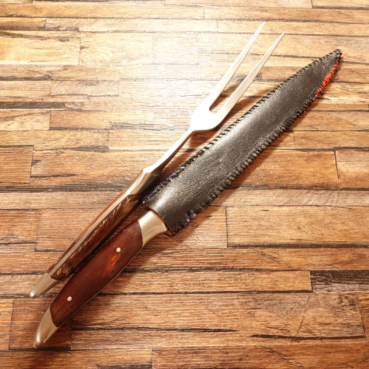 [HYPER REBORN] Carving Set, Sharpened, Steak Knife & Carving Fork, Stainless Steel, Mirror Finish, Two-Piece Set with Sheath, 205mm