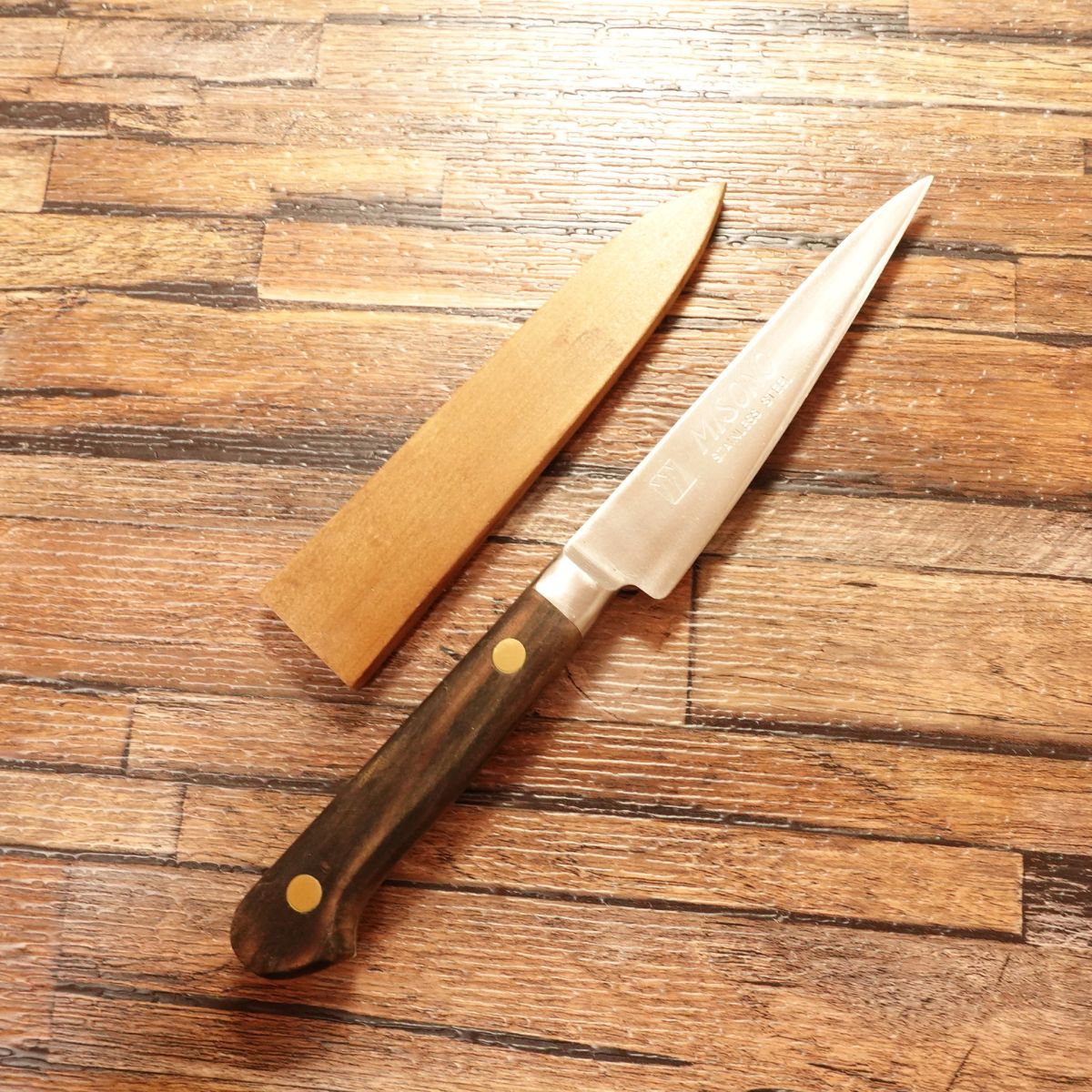 Misono Petty Knife, Sharpened, Stainless Steel, Wooden Saya, 115mm
