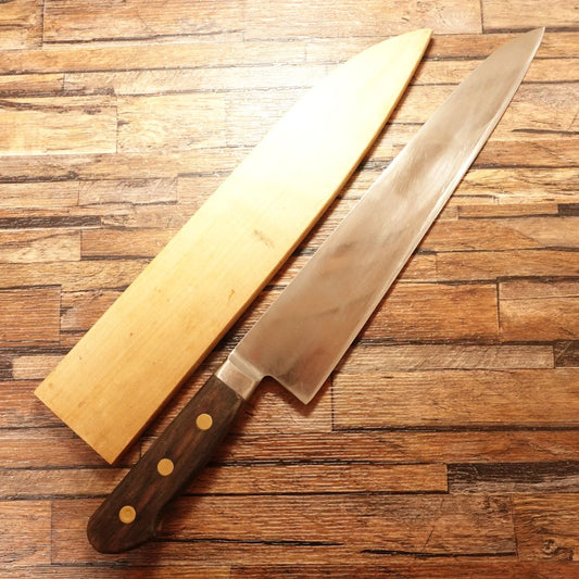 Misono Gyuto Knife, Sharpened, Misono, Swedish Steel, Faded Marking, Wooden Saya, 290mm