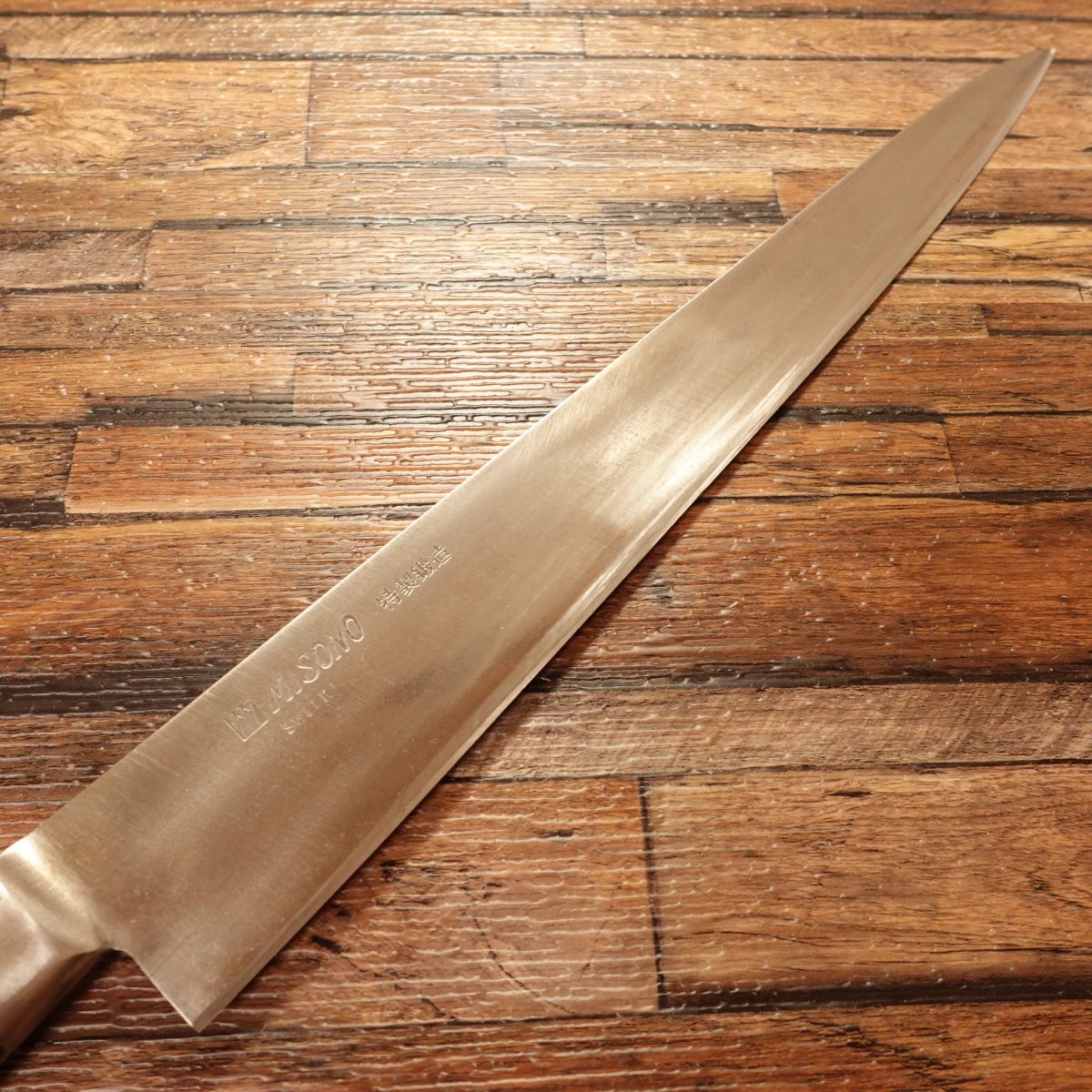 Misono Sujihiki Knife, Sharpened, Misono, Swedish Steel, Slim Slicer, Single-Bevel Style 7:3, Wooden Saya, 295mm