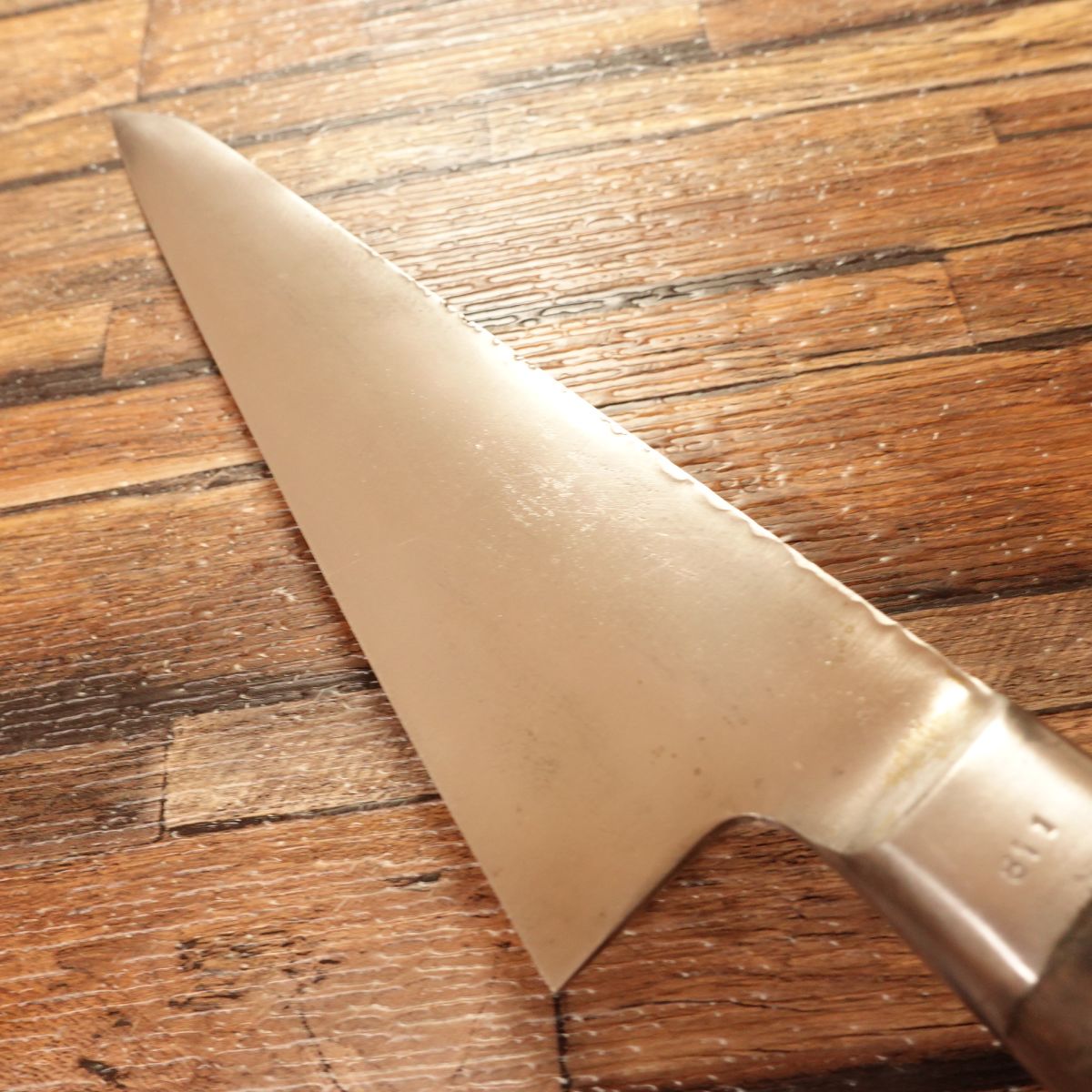 Misono Honesuki Knife, Sharpened, Misono Boning Knife, Swedish Steel, Some Hammer Marks on Spine, Wooden Saya, 180mm
