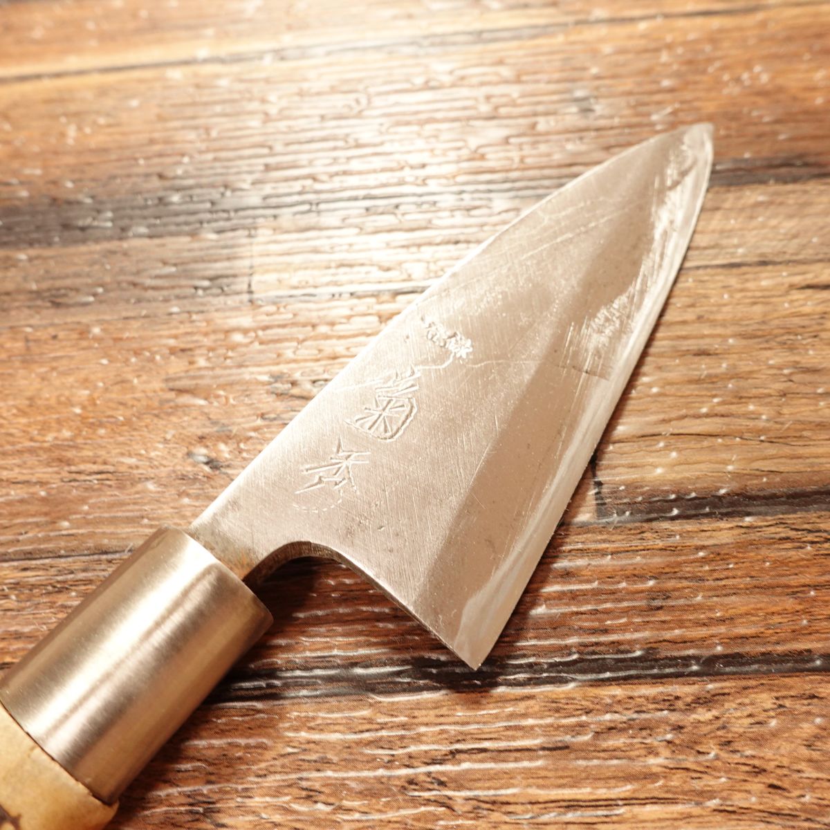 Kikuhide Aji-Kiri Knife, Sharpened, Small Deba, Lightly Used, 90mm