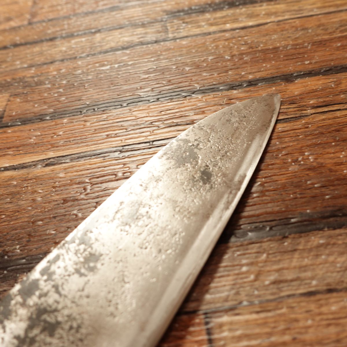 Niimi Shosui Ko-Santoku Knife, Sharpened, Kurouchi, Wide Petty / Utility Knife, Double-Bevel Deba, AS Aogami Super Steel, 135mm