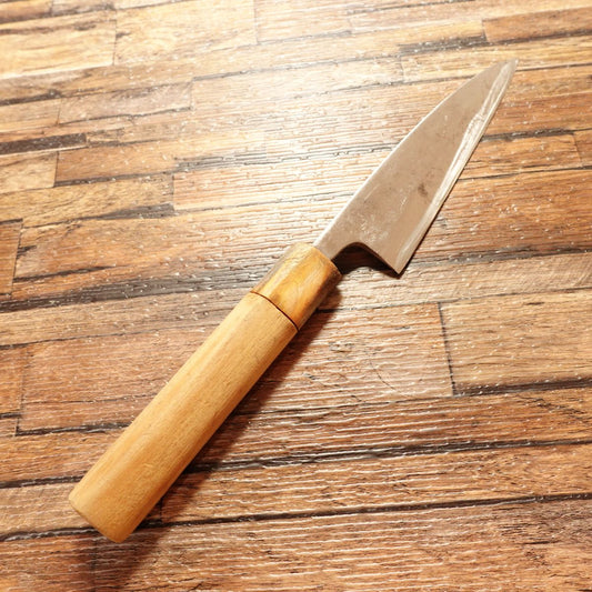 Masamoto Aji-Kiri Knife, Sharpened, Water Buffalo Handle, Small Deba, “Hidemasa” Mark, 125mm