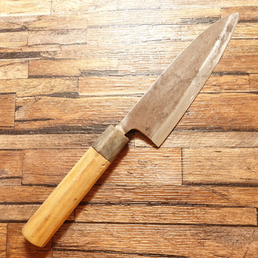 Masamoto Deba Knife, Sharpened, Water Buffalo Handle, “Hidemasa / Shu” Mark, Hagane Steel, Single-Bevel, 160mm