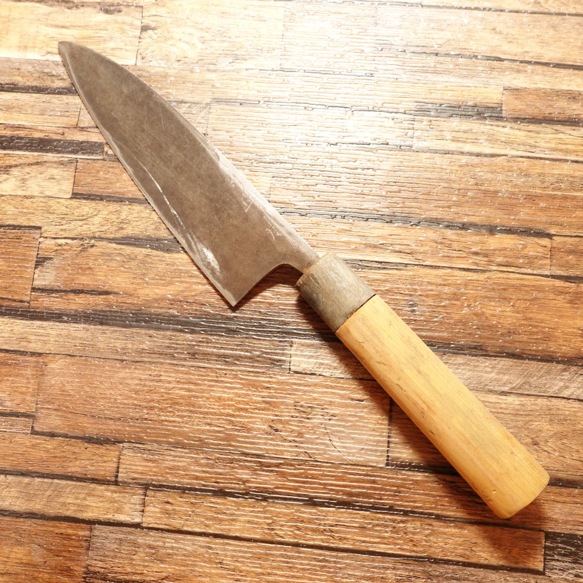 Masamoto Deba Knife, Sharpened, Water Buffalo Handle, “Hidemasa / Shu” Mark, Hagane Steel, Single-Bevel, 160mm