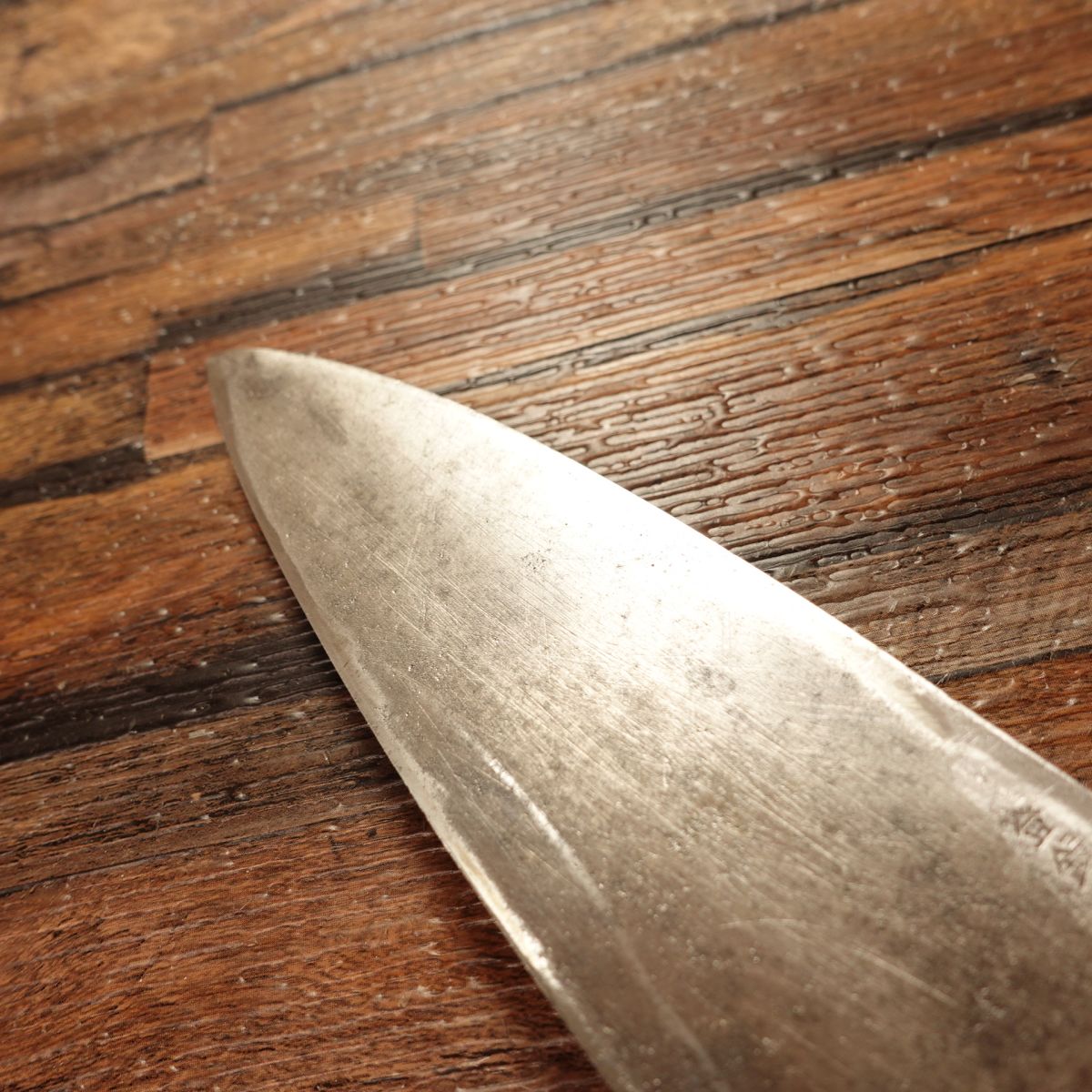 Masamoto Deba Knife, Sharpened, Water Buffalo Handle, “Hidemasa / Shu” Mark, Hagane Steel, Single-Bevel, 160mm