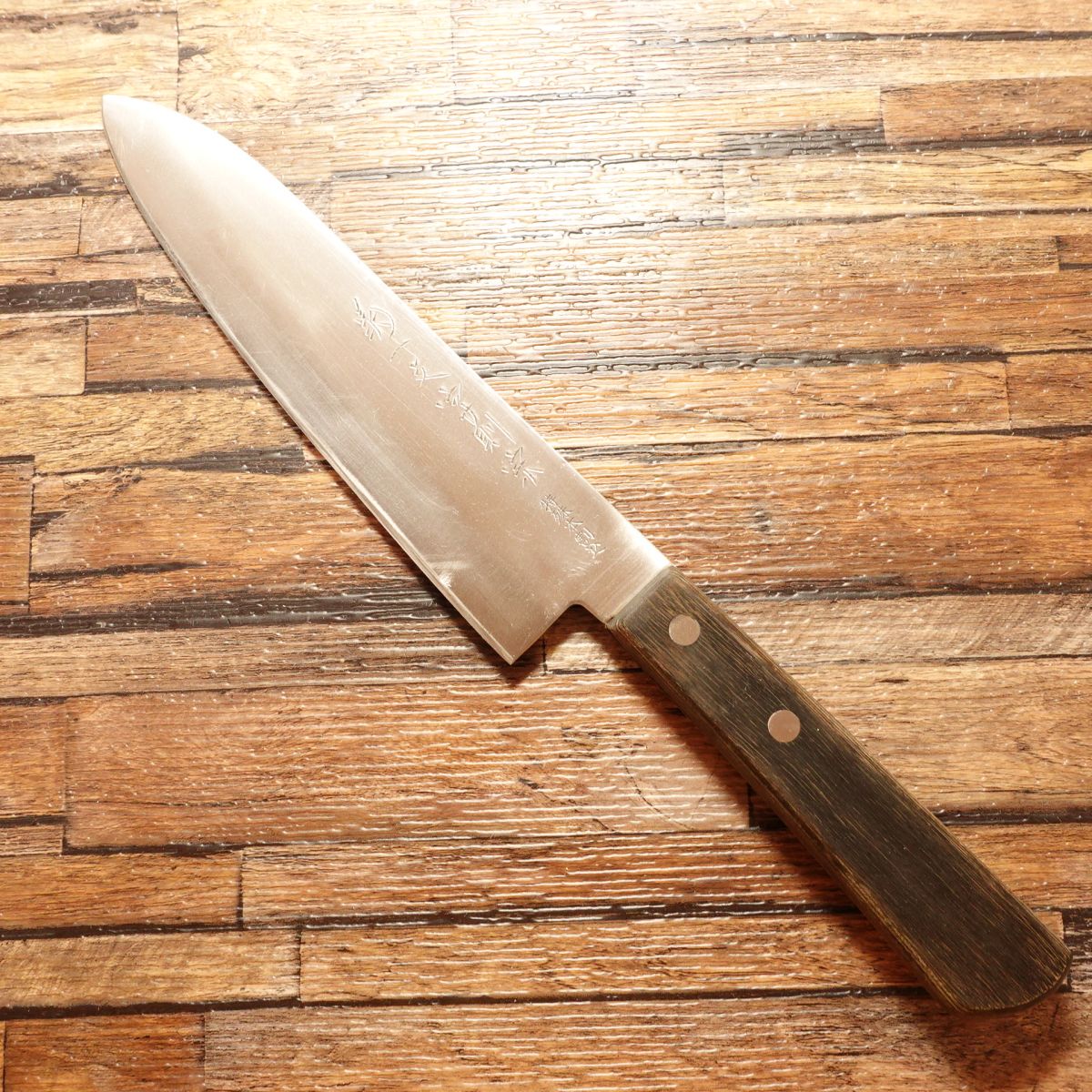 Kikuichimonji Norimune Santoku Knife, Sharpened, All-Purpose Knife, Special Hon-Warigomi, Double-Bevel, 180mm