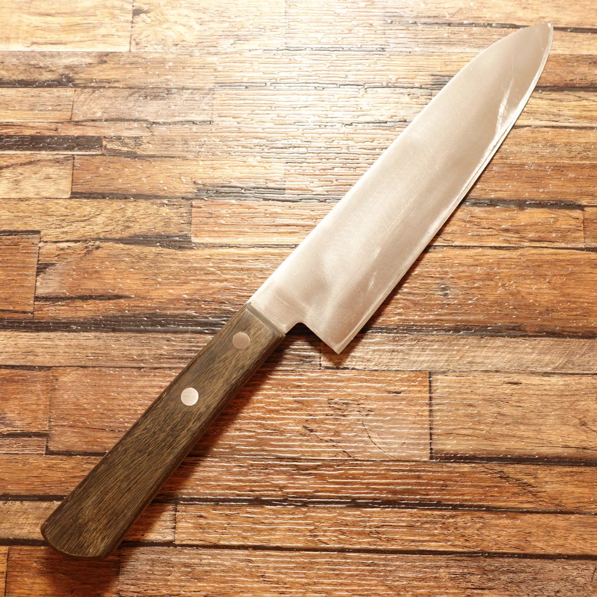 Kikuichimonji Norimune Santoku Knife, Sharpened, All-Purpose Knife, Special Hon-Warigomi, Double-Bevel, 180mm