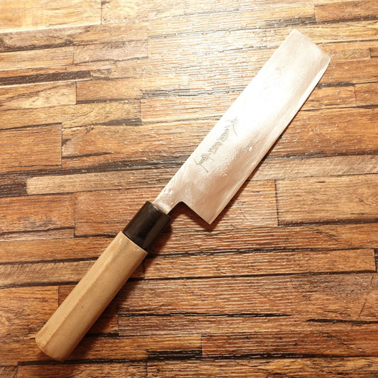 [HYPER REBORN] Yajima Kunishige Nakiri Knife, Sharpened, Hand-Forged Hon-Warikomi, Nashiji & Semi-Mirror Finish, Double-Bevel, Showa-Era Craftsmanship, Kunishige, 165mm