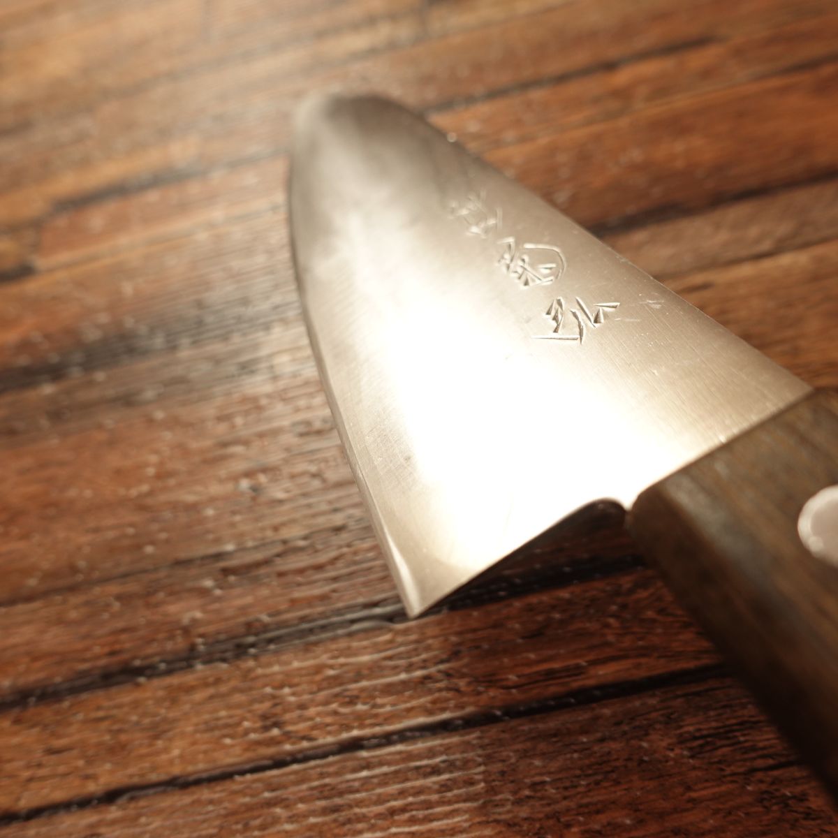 Kikuhiro Santoku Knife, Sharpened, Kanda Kikuhiro, Damascus Pattern, Gyuto-Style, 175mm