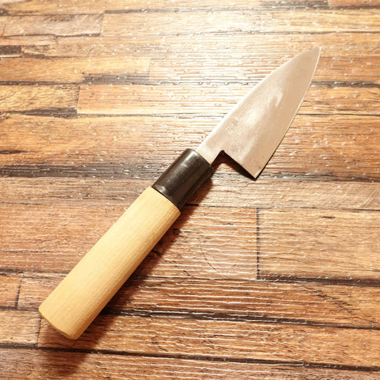 Shigechiyo Aji-Kiri Knife, Sharpened, Small Deba, Thin & Lightweight, 90mm