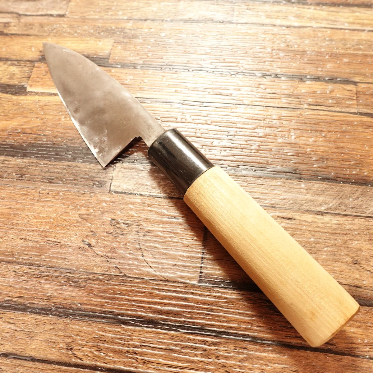 Shigechiyo Aji-Kiri Knife, Sharpened, Small Deba, Thin & Lightweight, 90mm
