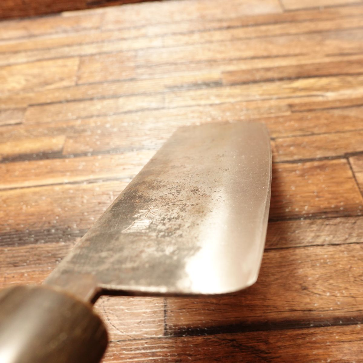 KIYA Nakiri Knife, Sharpened, Water Buffalo Handle, Kurouchi Finish, Light Use, Excellent Condition, 160mm