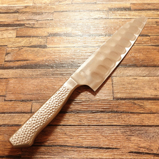 Glestain Premium Santoku Knife, Sharpened, All-Stainless, Dimpled, 165mm
