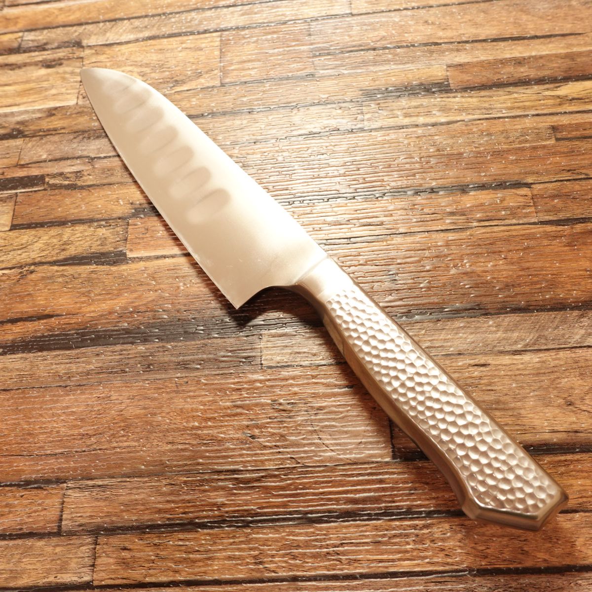 Glestain Premium Santoku Knife, Sharpened, All-Stainless, Dimpled, 165mm