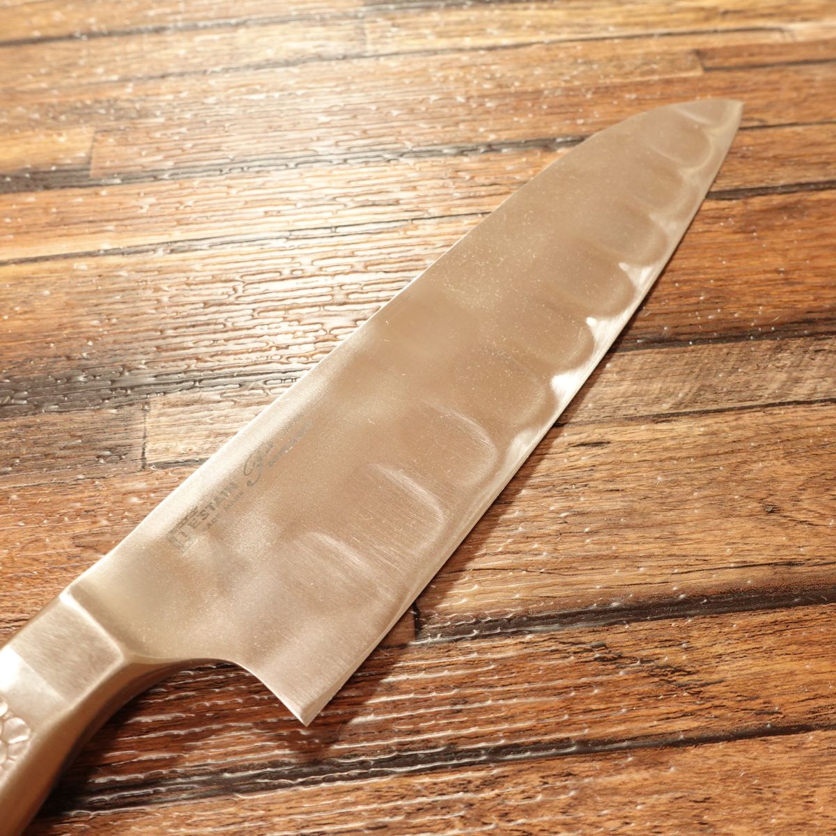 Glestain Premium Santoku Knife, Sharpened, All-Stainless, Dimpled, 165mm
