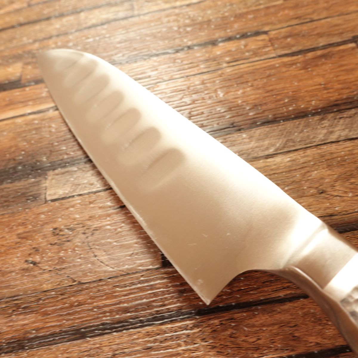 Glestain Premium Santoku Knife, Sharpened, All-Stainless, Dimpled, 165mm