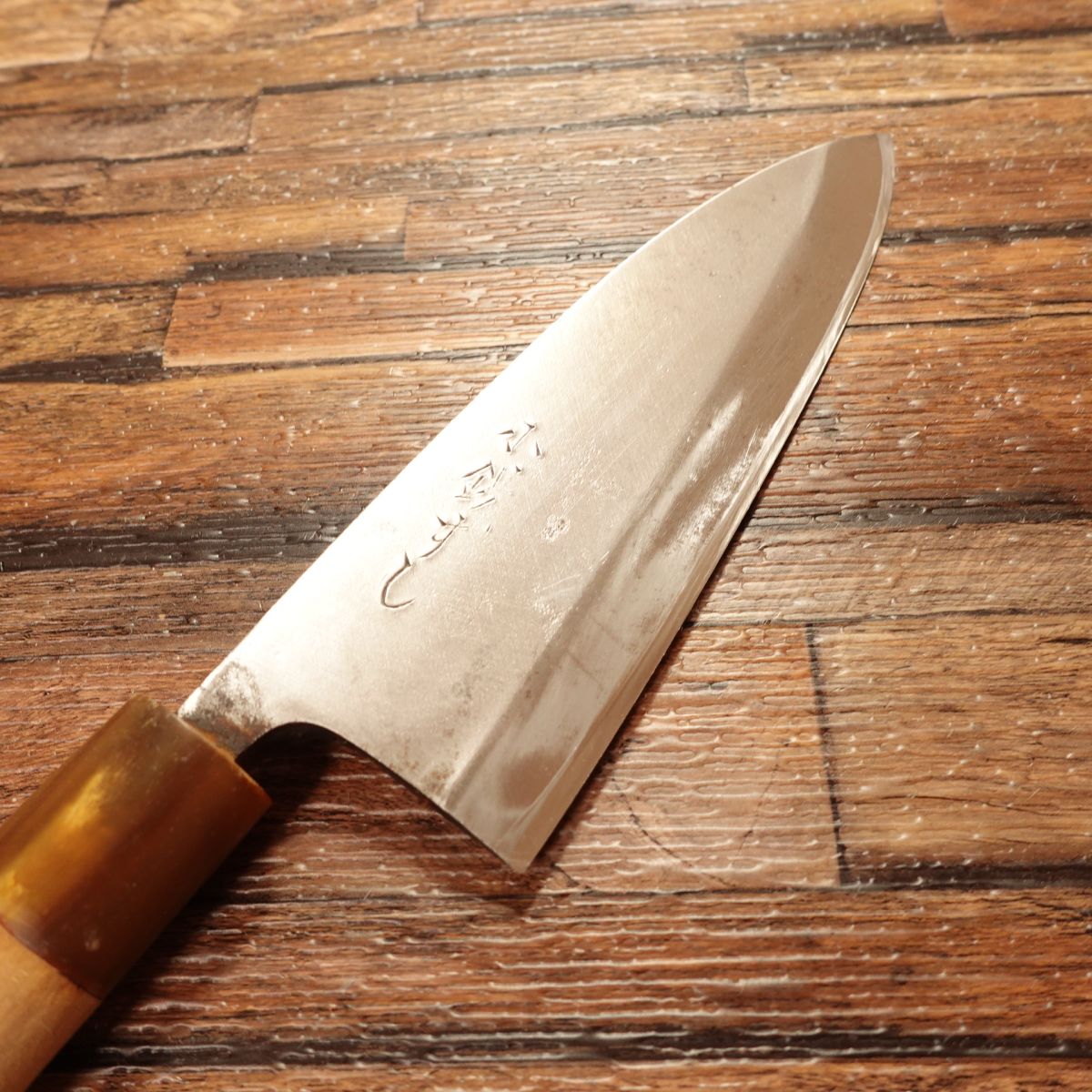 Kozeni Sushi Deba Knife, Sharpened, White Water Buffalo Handle, Sushi Restaurant Use, 150mm