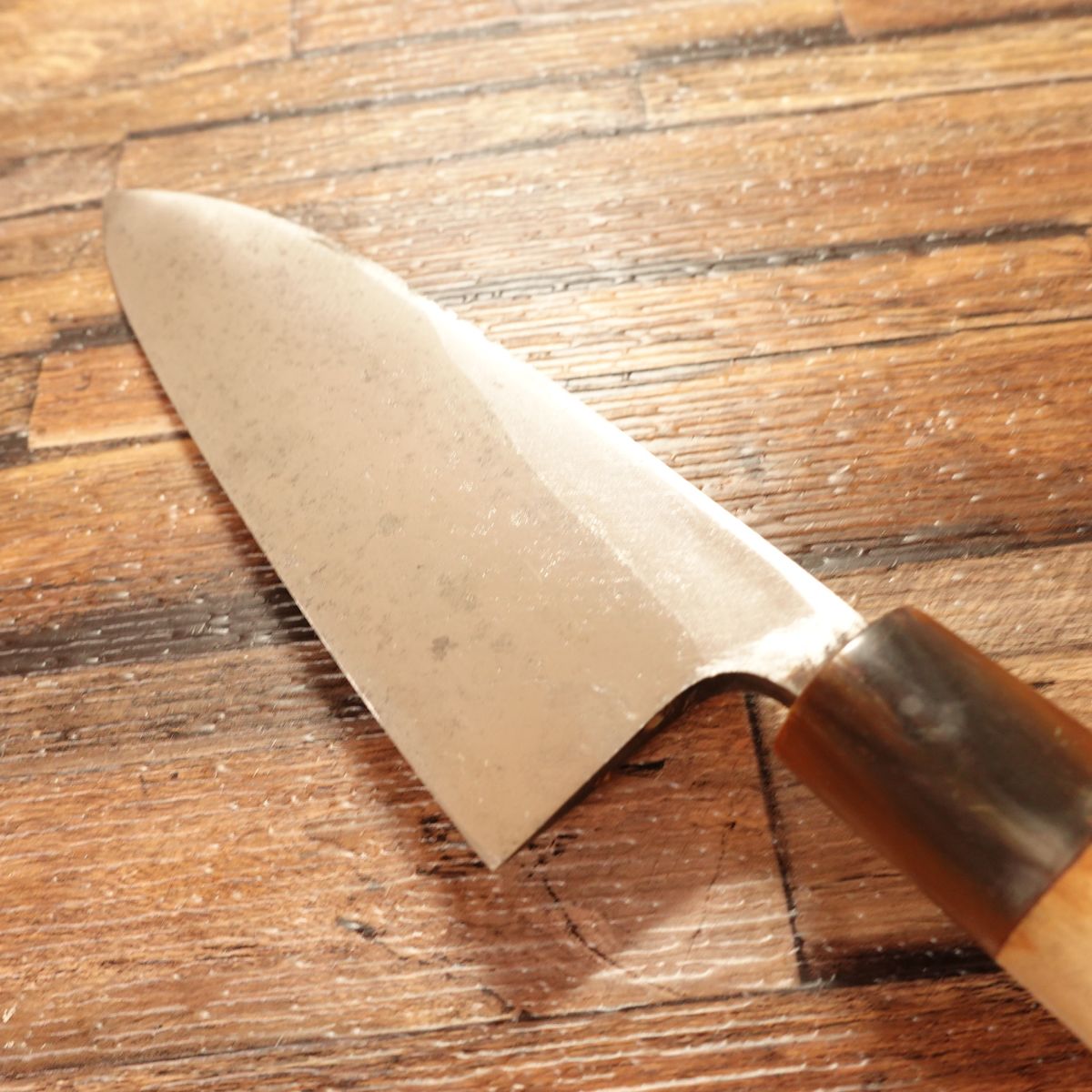 Kozeni Sushi Deba Knife, Sharpened, White Water Buffalo Handle, Sushi Restaurant Use, 150mm