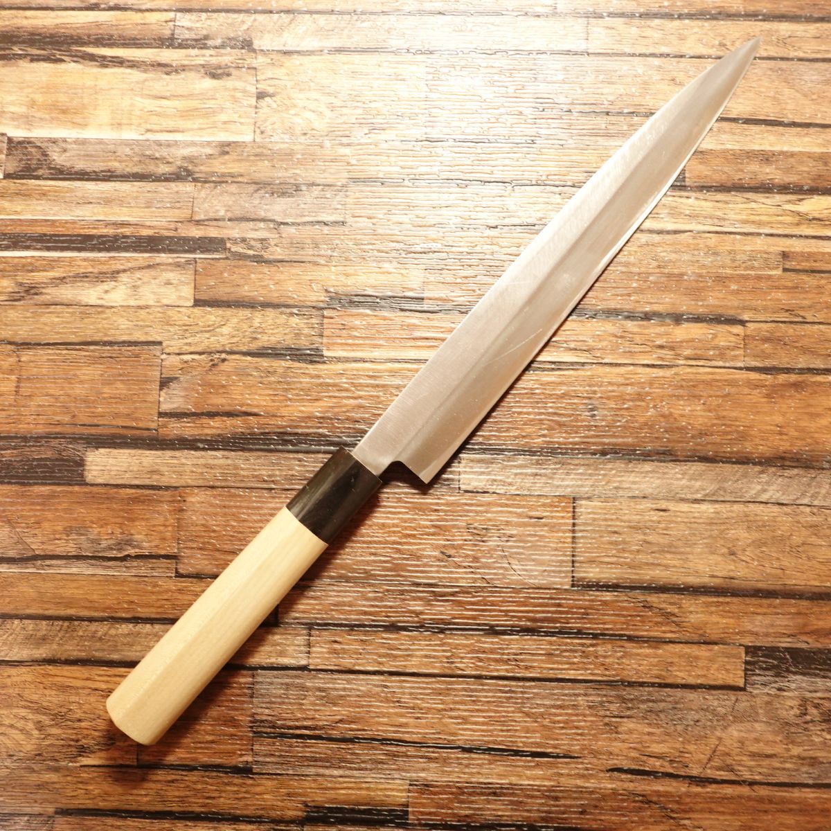 Miyabun Yanagiba Knife, Sharpened, Water Buffalo Handle, Single-Bevel, Sashimi Knife, 240mm