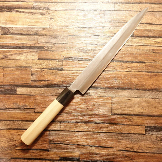 Miyabun Yanagiba Knife, Sharpened, Water Buffalo Handle, Single-Bevel, Sashimi Knife, 240mm