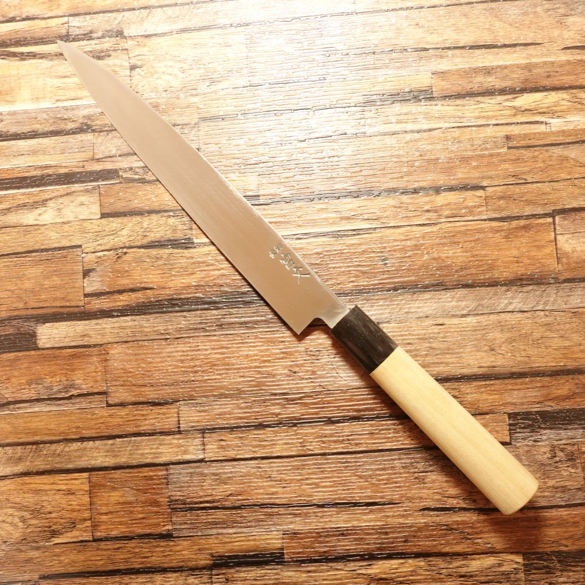 Miyabun Yanagiba Knife, Sharpened, Water Buffalo Handle, Single-Bevel, Sashimi Knife, 240mm