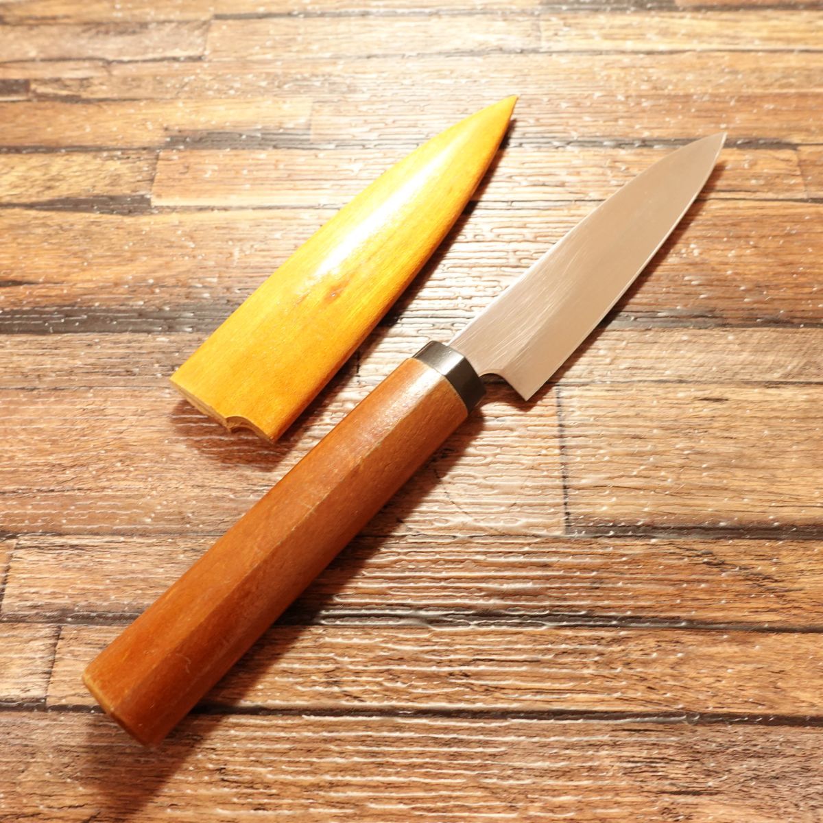 Kai Cut Petty Knife, Sharpened, Wooden Saya, Fruit & Garnish Knife, Stainless Steel, 95mm