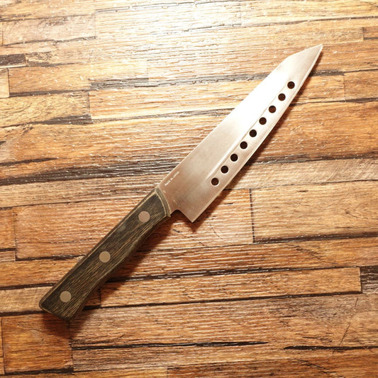 Ajimisaki Petty Knife, Sharpened, Kiritsuke Style, Perforated, Special Steel, 145mm