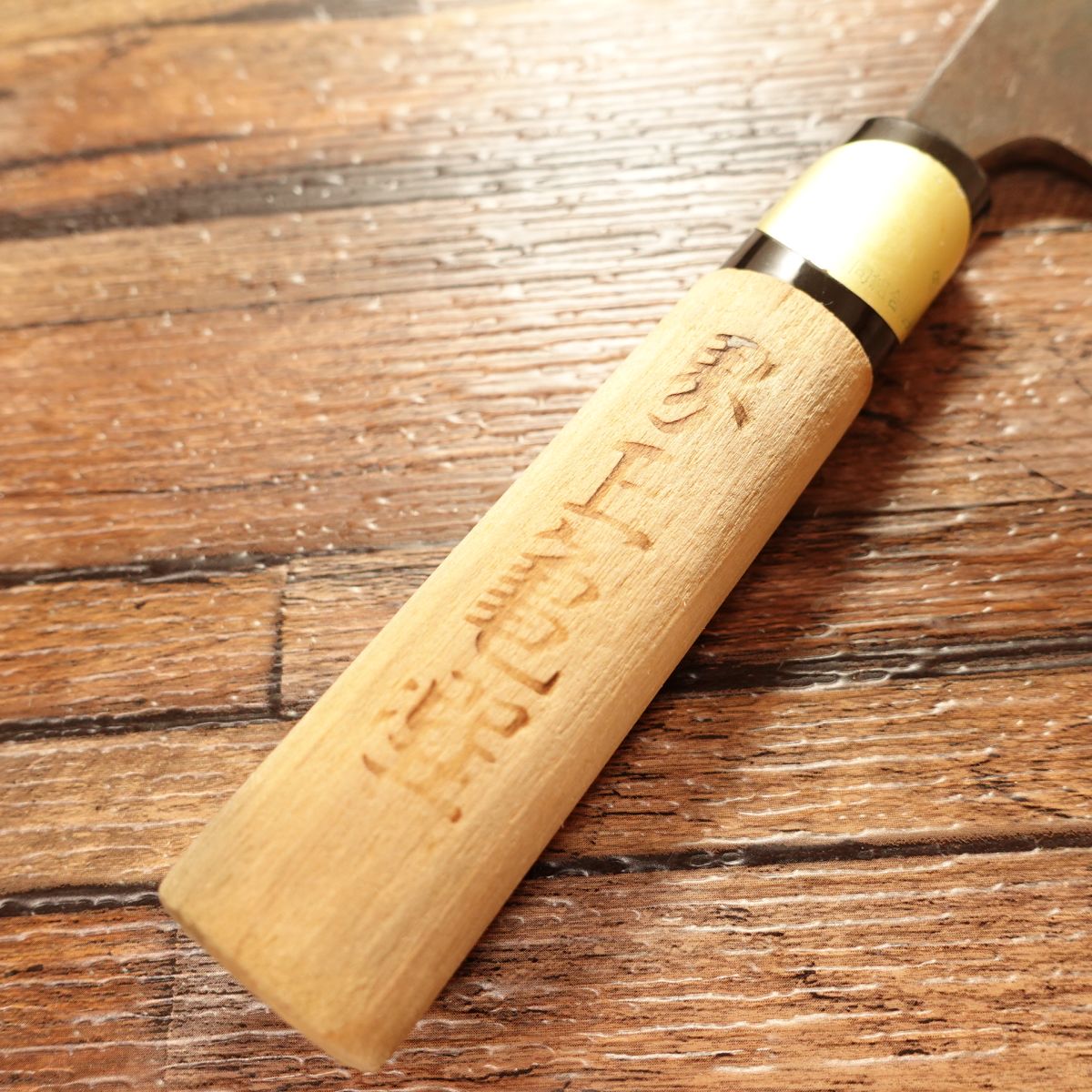 Sakai Masakame Aji-Kiri Knife, Sharpened, Kurouchi, Double-Edged, Tokusei, 105mm