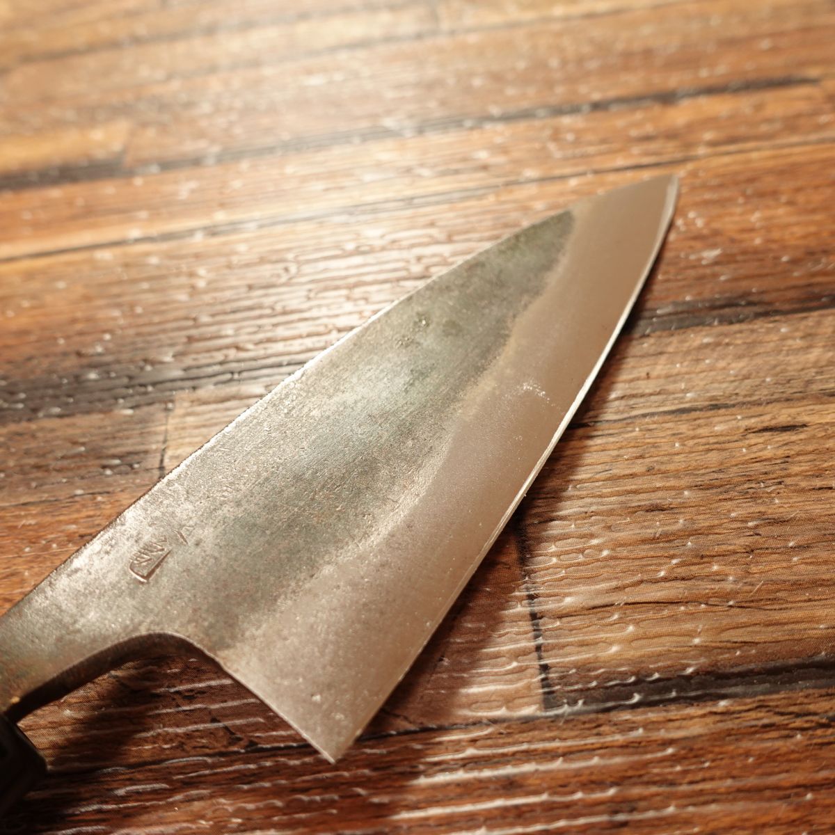 Sakai Masakame Aji-Kiri Knife, Sharpened, Kurouchi, Double-Edged, Tokusei, 105mm