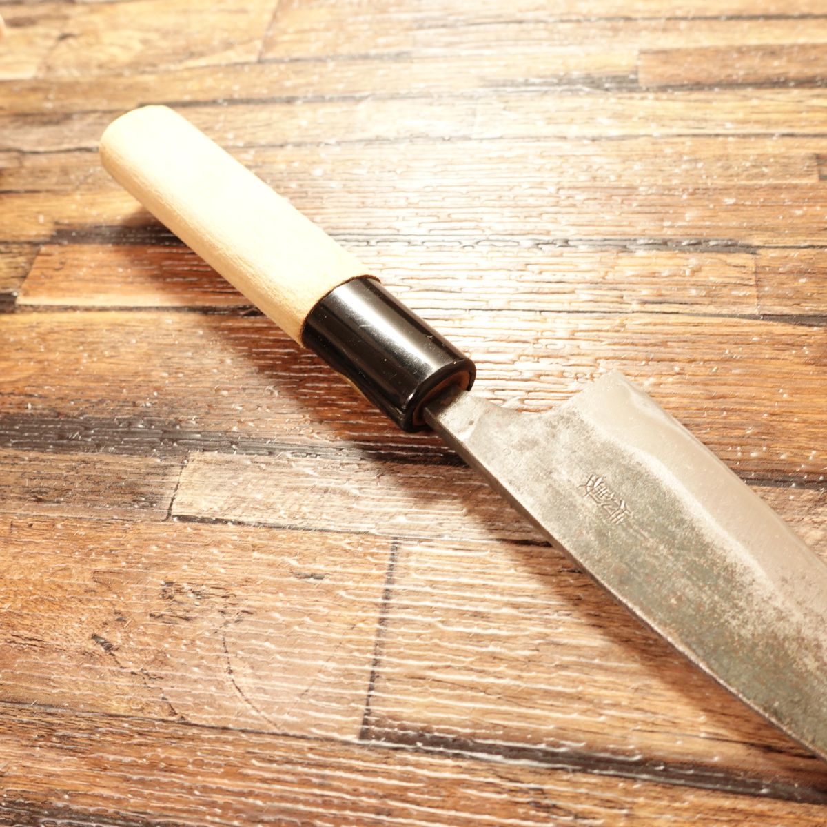 Sakai Masakame Aji-Kiri Knife, Sharpened, Kurouchi, Double-Edged, Tokusei, 105mm