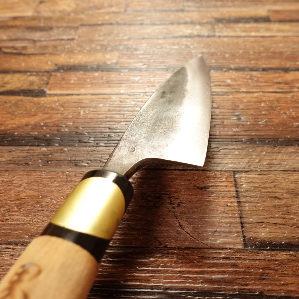 Sakai Masakame Aji-Kiri Knife, Sharpened, Kurouchi, Double-Edged, Tokusei, 105mm