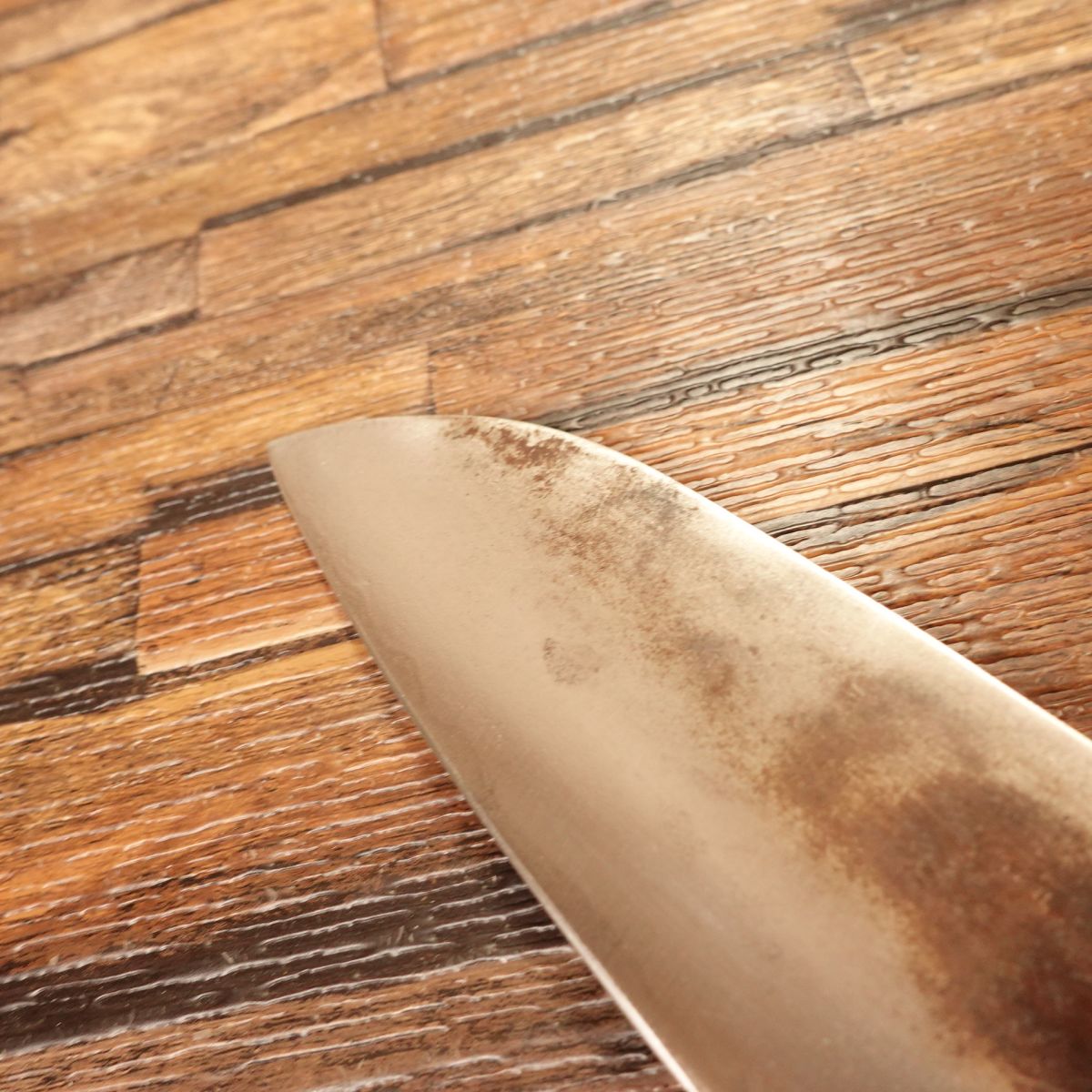 Echigo Ittetsu Santoku Knife, Sharpened, Kurouchi, Aogami Steel, Yasuki Steel, Excellent Condition, 170mm