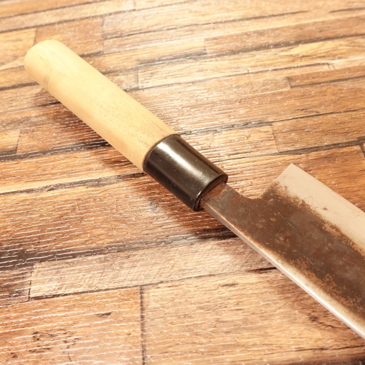 Echigo Ittetsu Santoku Knife, Sharpened, Kurouchi, Aogami Steel, Yasuki Steel, Excellent Condition, 170mm