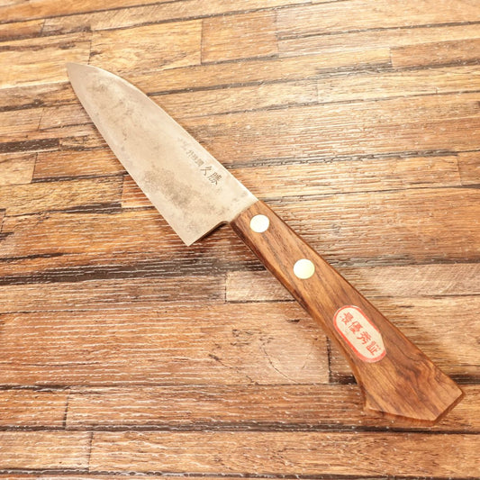 Hisakatsu Deba Knife, Sharpened, Western Handle, Awarded, No Shinogi Line, Single-Bevel, 160mm