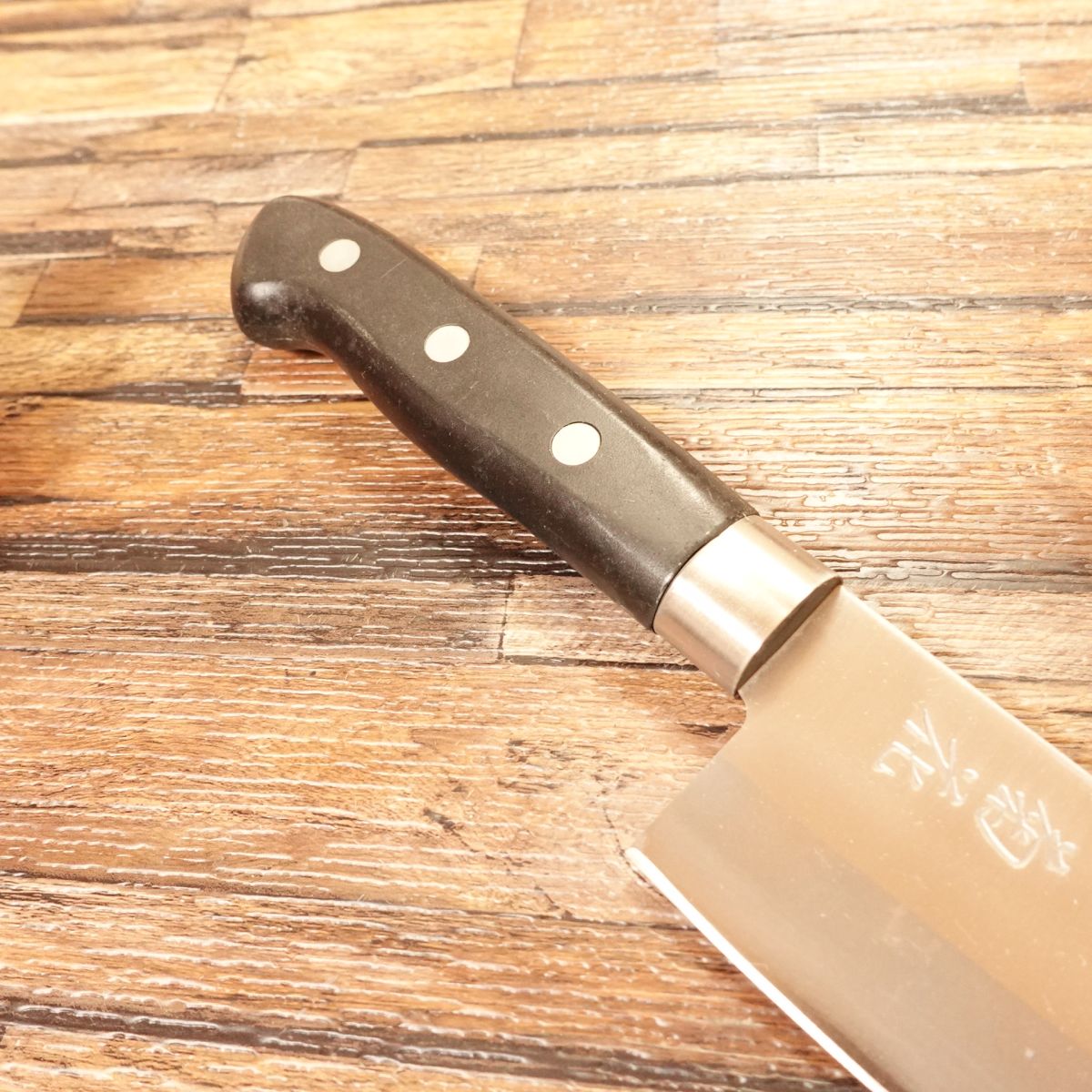 Kikka Santoku Knife, Sharpened, Hon-Warikomi Steel, 165mm