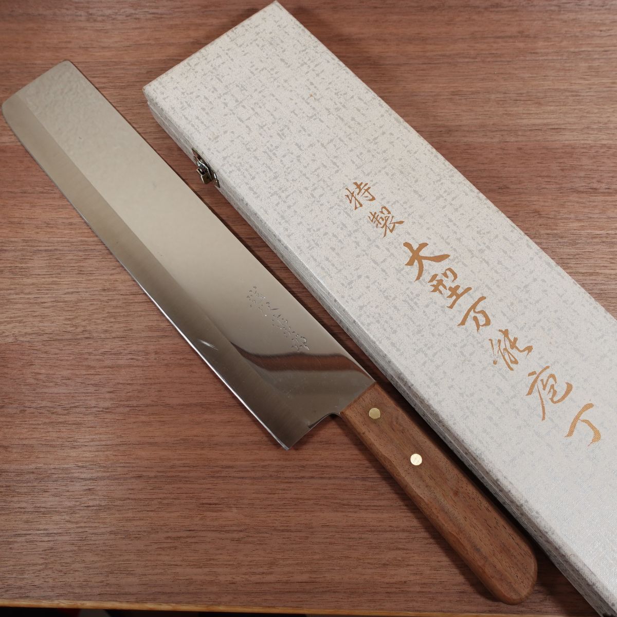 Grand couteau multi-usage Echigo Tojiro, aiguisé, couteau à pastèque, Nakiri, acier inoxydable, quasi neuf, avec boîte, 345 mm