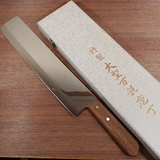 Echigo Tojiro Large Multipurpose Knife, Sharpened, Watermelon Knife, Nakiri, Stainless Steel, Nearly Unused, Boxed, 345mm