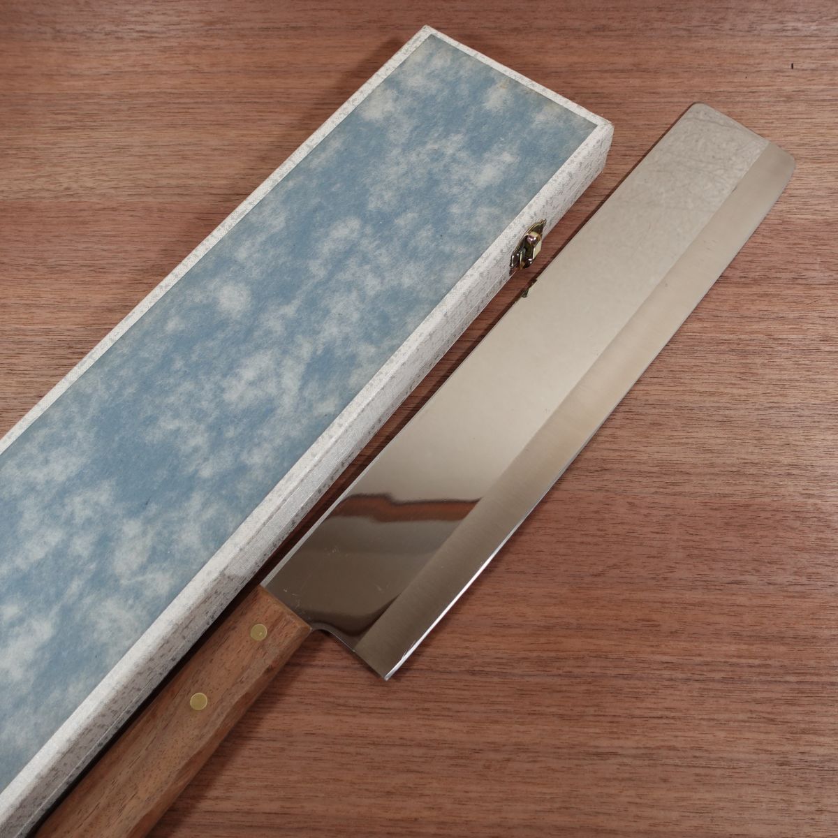 Grand couteau multi-usage Echigo Tojiro, aiguisé, couteau à pastèque, Nakiri, acier inoxydable, quasi neuf, avec boîte, 345 mm