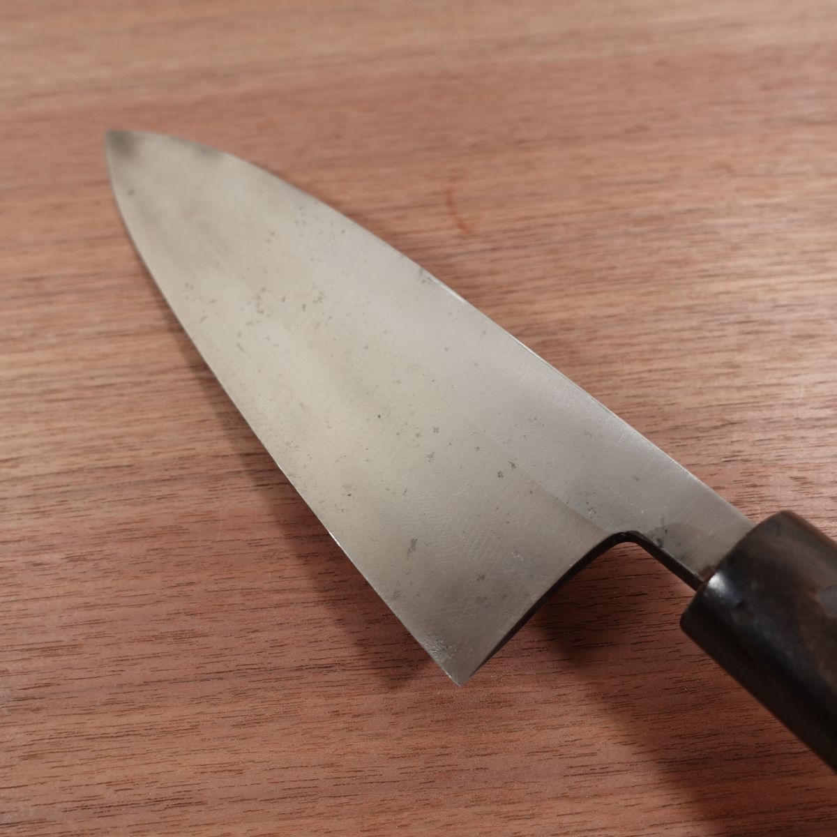 Kikuchi Large Deba Knife, Sharpened, Water Buffalo Handle, Carbon Steel, Kikuchi Bessaku Saijo, Handle Crack, Spare Handle Included, 215mm