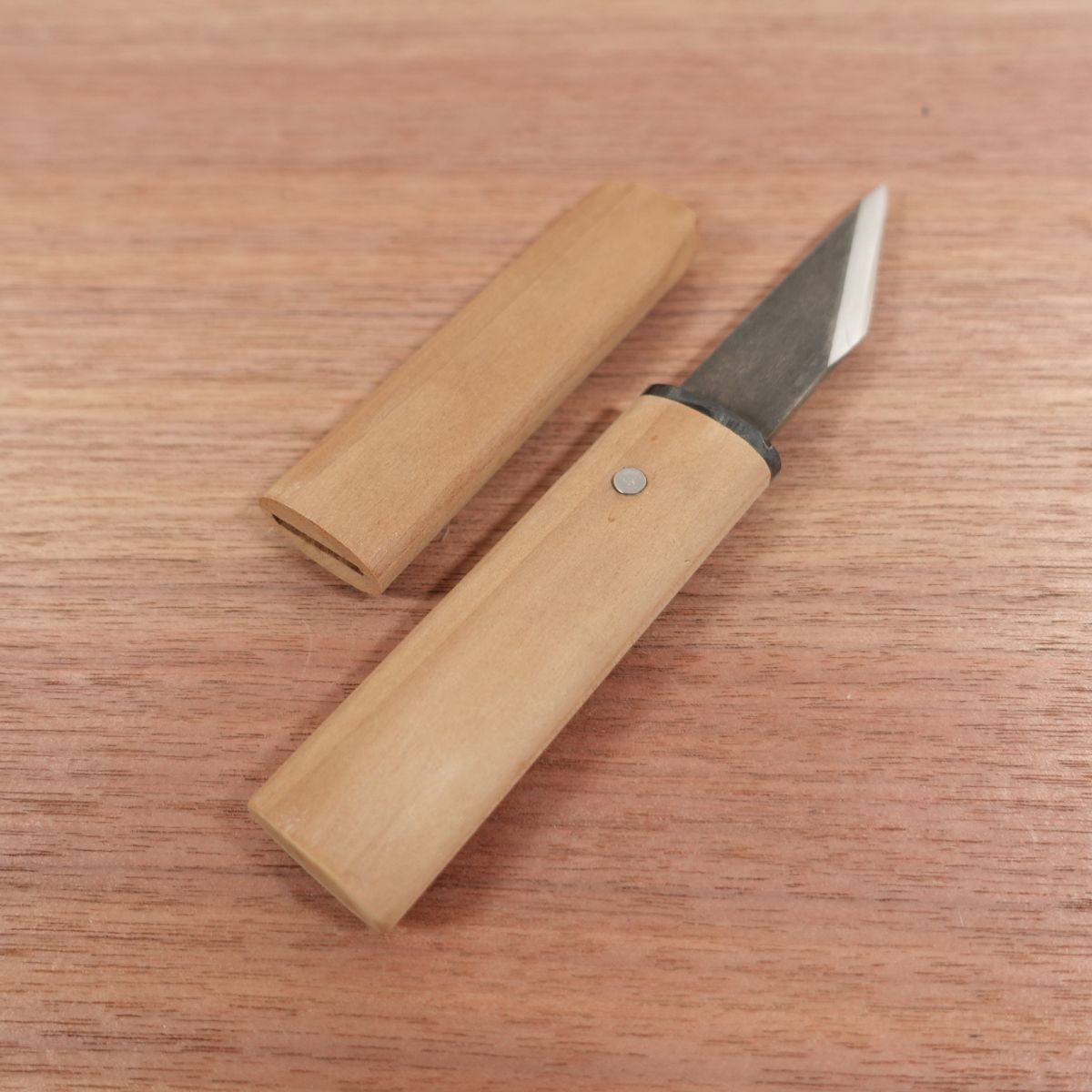 Suketomo Kiridashi Knife, Sharpened, Kurouchi Finish, Sheathed Utility Knife, Ikebana Tool, Carbon Steel, Wooden Sheath, Nearly Unused, 75mm