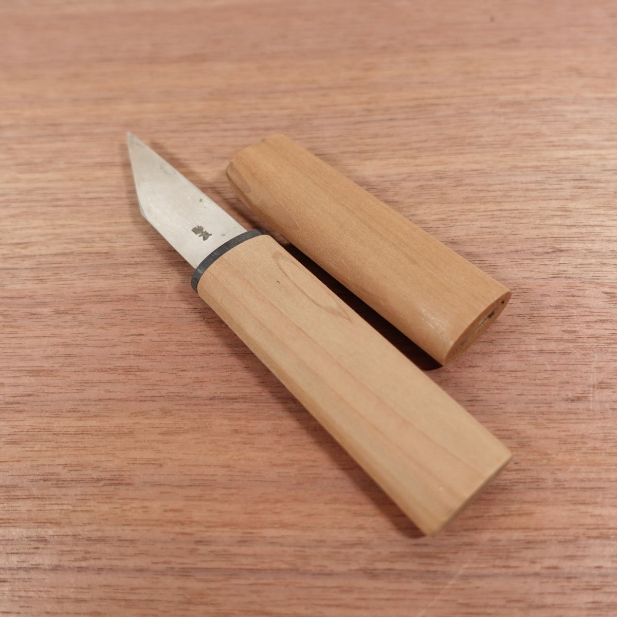 Suketomo Kiridashi Knife, Sharpened, Kurouchi Finish, Sheathed Utility Knife, Ikebana Tool, Carbon Steel, Wooden Sheath, Nearly Unused, 75mm